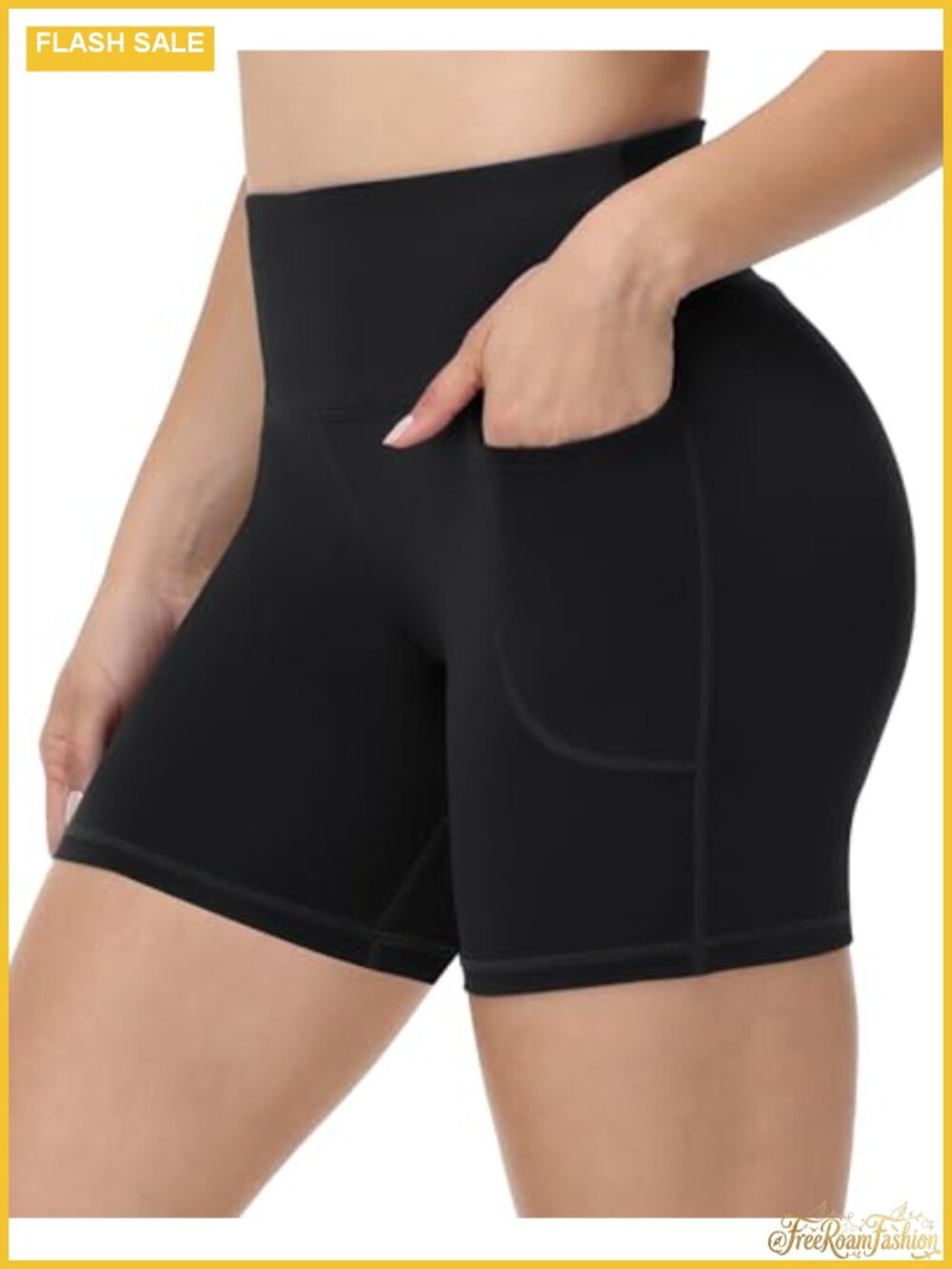 High Waisted Biker Shorts with Pockets - 5in Yoga Workout Spandex Tummy Control